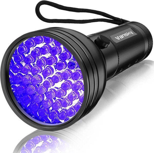 A Vansky UV Flashlight Black Light, 51 LED with purple LEDs on it, ideal for detecting pet urine.