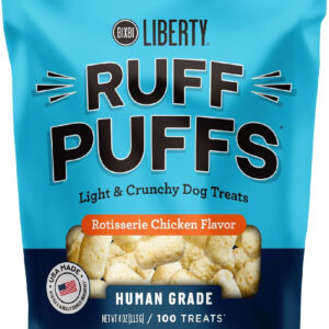 BIXBI Ruff Puffs Flavored Dog Training Treats - human grade, Rotisserie Chicken flavored, 4 oz.