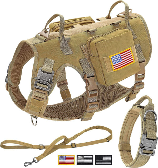 A Forestpaw Tactical Vest Harness and Easy Control Training Collar with Bungee Leash Set, perfect for medium to large dogs.