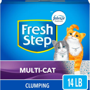 Experience excellent odor control with Fresh Step Clumping Cat Litter - Multi-Cat Odor Control, 14 lbs for multiple cats.