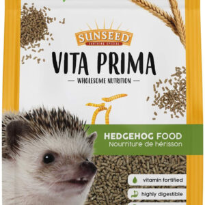 Sunseed Vita Prima Hedgehog Food is a high-protein poultry, seafood, and mealworm blend that is vitamin-fortified for happy and healthy hedgehogs. Each 1.56-pound bag contains a seafood &