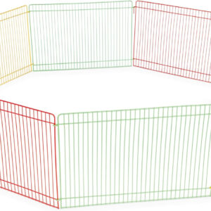 Introducing the Prevue Pet Products Multi-Color Small Pet Playpen 40090 (13x35.87x8.67 inch), a vibrant pet pen featuring an array of colored wires.