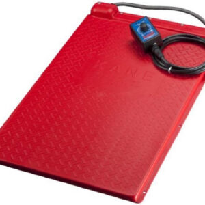 This red Electric Pet Heat Mat - Thermostatic is electric and has a wire attached to it. 18"x28